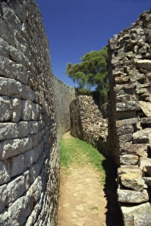 Ancient Civilizations Prints: Parallel walls of Great Enclosure, Great Zimbabwe, UNESCO World Heritage Site