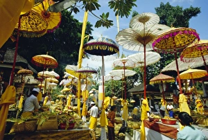 Readying Prints: Parasols in Taman Pile Hindu temple on Koningan Day
