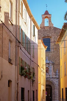 Narrow Prints: Parish Church (Place de l Eglise), Ceret, Vallespir region, Pyrenees, France, Europe