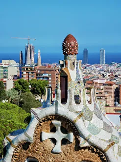 Antoni Gaudi Prints: Park Guell, UNESCO World Heritage Site, Barcelona, Catalonia, Spain, Europe