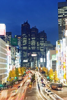 Hotels Prints: Park Hyatt Hotel and night lights in Shinjuku, Tokyo, Japan, Asia