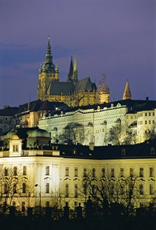 Night Sky Prints: Parliament buildings and St. Vitus Cathedral, Prague, Czech Republic, Europe
