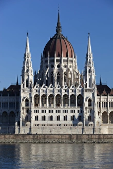 The Parliament (Orszaghaz) across River Danube, UNESCO World Heritage Site, Budapest, Hungary, Europe