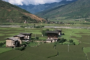 Paro Valley Prints: Paro Valley, Bhutan, Asia