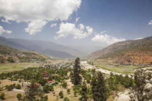 Images Dated 25th April 2010: The Paro valley extends westward closer to the peaks that rise on the Tibetan border