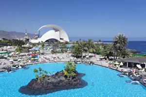 Swimming Pool Prints: Parque Maritimo by Cesar Manrique and Auditorium by Santiago Calatrava, Santa Cruz