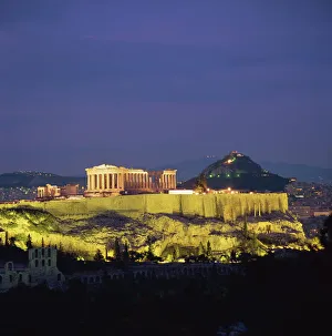 Flood Lit Prints: The Parthenon and the Acropolis at night