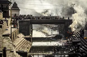 Crown Prints: Pashupatinath cremation ghats alongside the Bagmati River