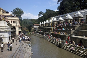 Bagmati Prints: Pashupatinath Cremation site on the Bagmati River, Kathmandu, Nepal, Asia