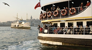 Strait Prints: Passenger ferry on the Bosphorous, Istanbul, Turkey, Europe
