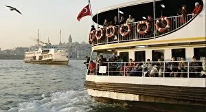 Passenger ferry on the Bosphorous, Istanbul, Turkey, Europe