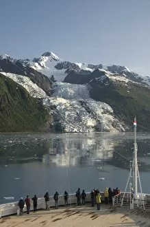 Passengers on cruise ship viewing the Vasser Glacier, College Fjord, Inside Passage