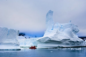 South Pole Prints: Passengers exploring icebergs near Pl?neau Island, Antarctica, Polar Regions