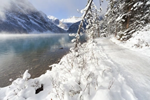 Rocky Mountains Prints: Path along Lake Louise, Banff National Park, UNESCO World Heritage Site, Rocky Mountains
