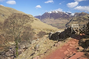 Path from Scale Beck to Red Pike in winter, Lake District National Park, Cumbria, England, United Kingdom, Europe