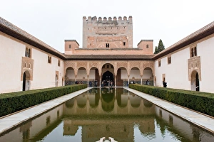 Moorish Prints: Patio de Arrayanes, Palacios Nazaries, The Alhambra, UNESCO World Heritage Site, Granada