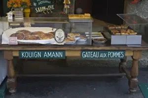 Pastries Prints: Patisserie in the old Walled Town of Concarneau with signs in Breton and French languages