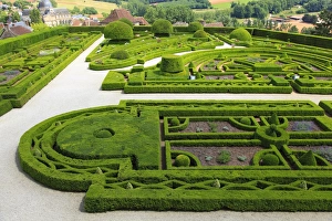 Uniform Prints: Patterned garden of the castle grounds, Chateau de Hautefort, Dordogne Valley