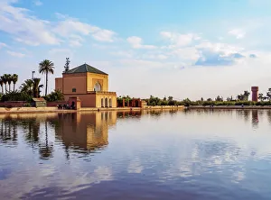 Marrakesh Prints: The pavilion in the Menara Gardens, Marrakesh, Marrakesh-Safi Region, Morocco