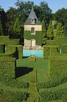 Dordogne Prints: Pavillon de Repos and swimming pool, Les Jardins d Eyrignac, Dordogne