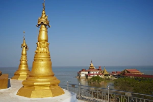 Mon State Prints: Paya Yele, monastery, floating temple