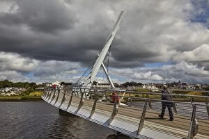 Moody Sky Gallery: Peace Bridge, across the River Foyle, Derry (Londonderry), County Londonderry, Ulster