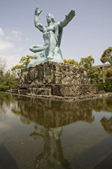 Images Dated 7th April 2008: Peace statue, commemorating 1945 atomic blast, Nagasaki, Japan, Asia