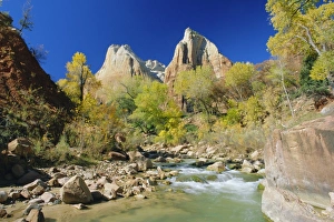 Virgin River Prints: Peaks of Abraham and Isaac tower above the Virgin River