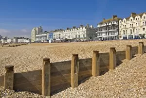 Images Dated 22nd May 2010: Pebble beach and groynes, hotels on the seafront promenade, Eastbourne