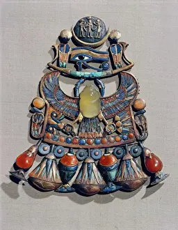 Gold Prints: Pectoral in gold cloisonne with semi-precious stones and glass-paste, with winged scarab