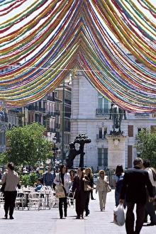 Puerta Del Sol Prints: Pedestrian street with decorations