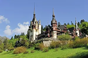 Romance Prints: Peles Castle in the Carpathian Mountains near the mountain resort of Sinaia
