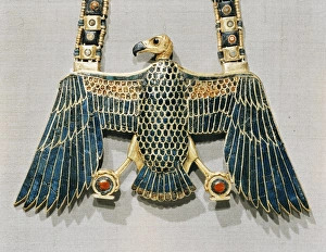 Vulture Prints: Pendant in gold cloisonne depicting Nekhabet, vulture-goddess of the South