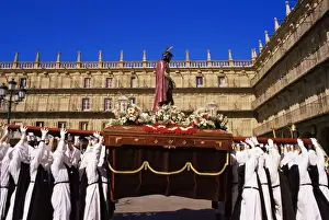 Celebrate Prints: Penitents lifting the Jesus Christ carriage during Semana Santa