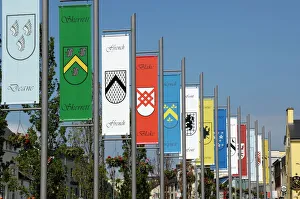 Irish Culture Gallery: Pennants in Eyre Square representing the tribes (families) of Galway