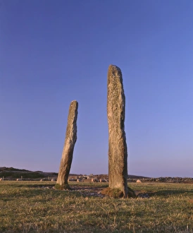 Penrhos Feilw standing stones, 3m high and 3.3m apart, probably erected in the early Bronze Age between 2000 and 1500BC Penrhos Feilw standing stones, 3m high and 3.3m apart, probably erected in the early Bronze Age between 2000 and 1500BC