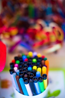 Bright Color Prints: Pens in school, United Kingdom, Europe