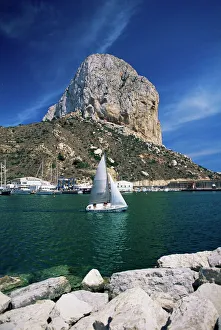 Valencia Prints: The Penyal d Ifach towering above the harbour