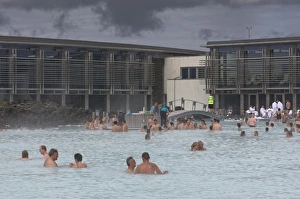 Swimming Pools Prints: People bathing in hot spring, Blue Lagoon, Iceland, Polar Regions