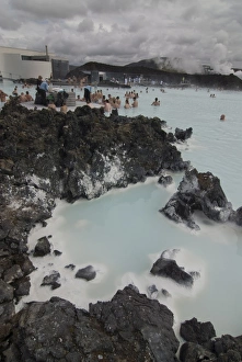 People bathing in hot spring, Blue Lagoon, Iceland, Polar Regions