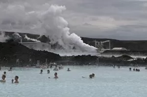 Images Dated 14th June 2009: People bathing in hot spring, Blue Lagoon, Iceland, Polar Regions