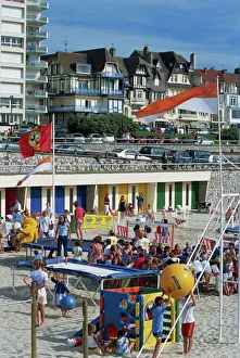 Children Prints: People on the beach at Le Touquet, Nord Pas de Calais, France, Europe