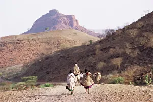 Step Prints: People on a dirt road, Terari Wenz region, Wollo Province, Ethiopia, Africa