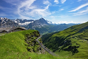 Walkway Prints: People on First Cliff Walk, First, Jungfrau Region, Bernese Oberland, Switzerland