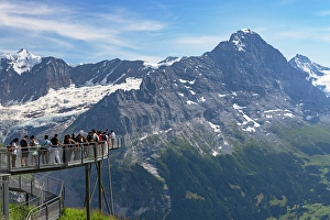 Jungfrau Prints: People on First Cliff Walk, First, Jungfrau Region, Bernese Oberland, Switzerland