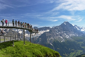 Jungfrau Prints: People on First Cliff Walk, First, Jungfrau Region, Bernese Oberland, Switzerland
