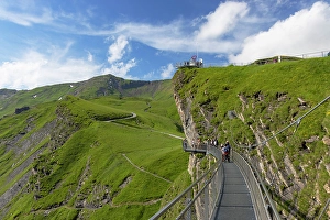 Jungfrau Prints: People on First Cliff Walk, First, Jungfrau Region, Bernese Oberland, Switzerland