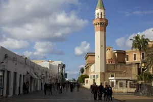 Tripoli Prints: People at the gate of the suk in the medina, Tripoli, Libya, North Africa, Africa