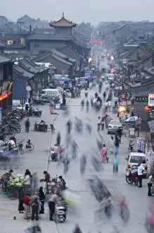 Shanxi Prints: People in the historic old town, a UNESCO World Heritage Site, Pingyao City