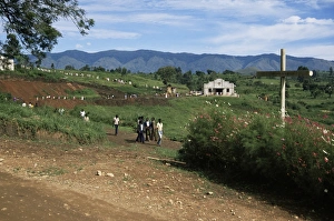 Ugandan Prints: People leaving church on a Sunday